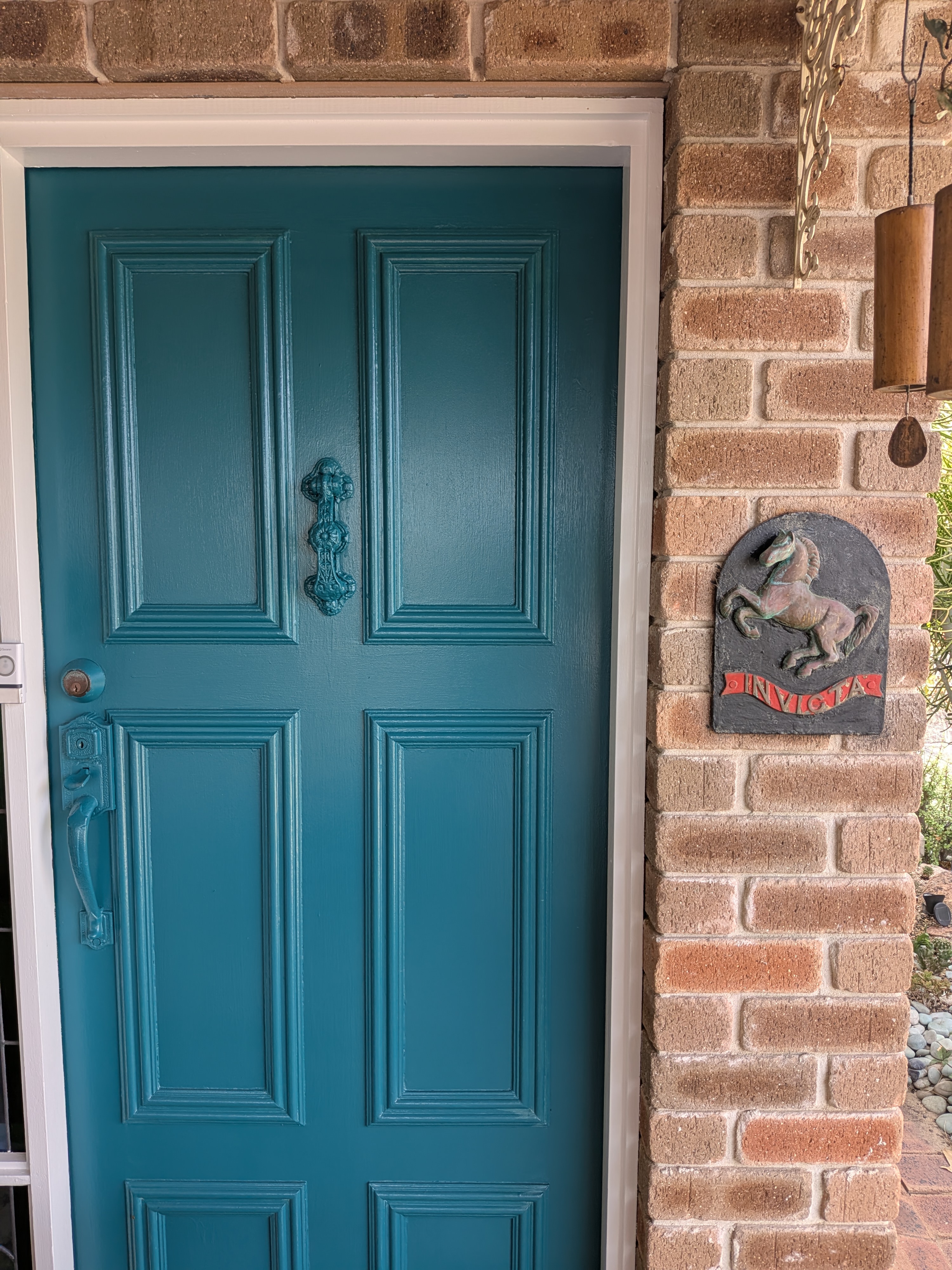 Teal front door